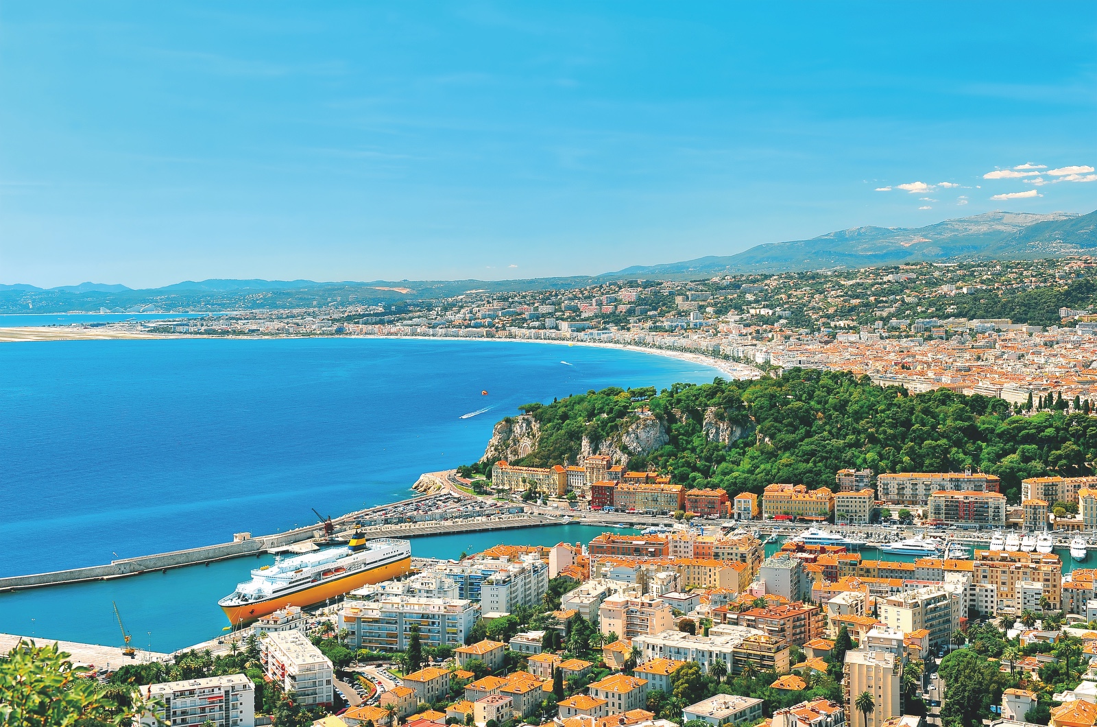 Panoramic view of Nice, Mediterranean Sea, France, French riviera